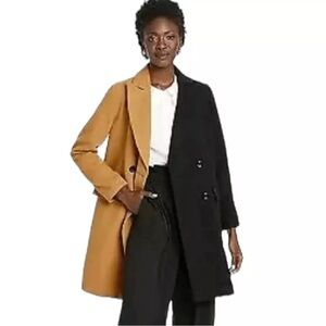 Who What Wear Medal Brown Anthracite Two Toned Coat - Size S Viral